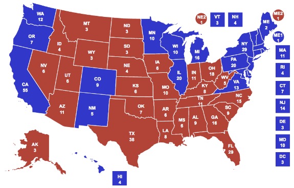 mappa voto elezione USA 2016